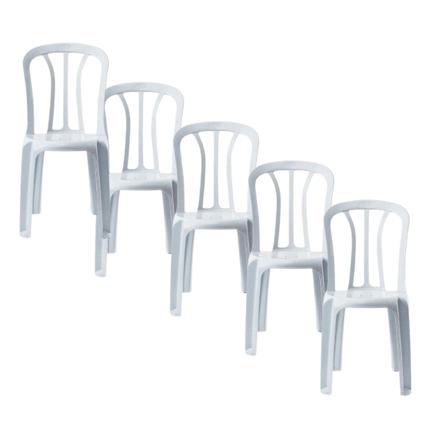 כיסא פלסטיק לבן - 5 יחידות